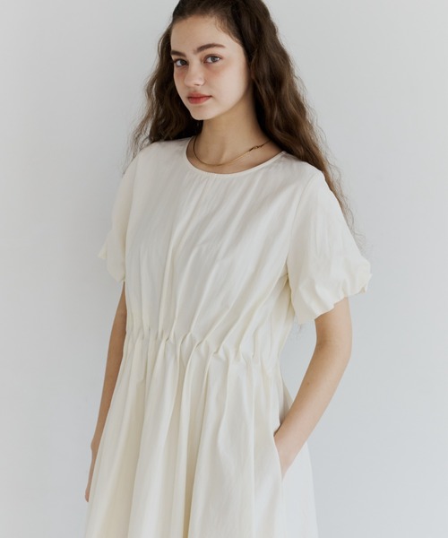 OLUN ワンピース 半袖 balloon sleeve tuck onepiece/バルーンスリーブ