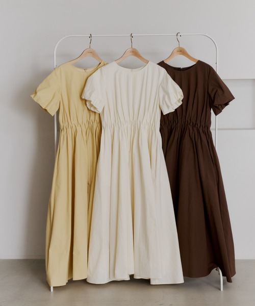 OLUN ワンピース 半袖 balloon sleeve tuck onepiece/バルーンスリーブ