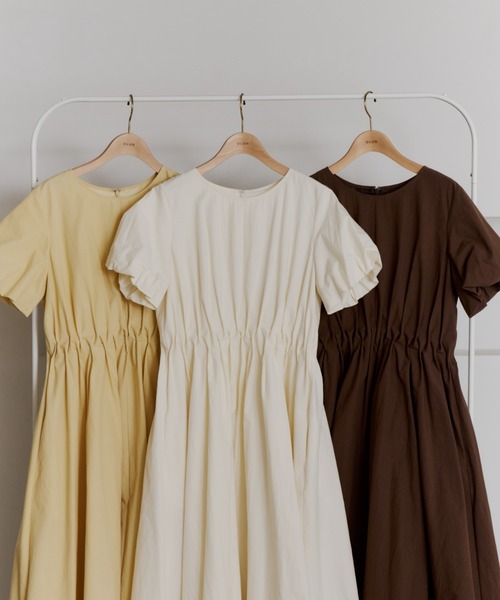 OLUN ワンピース 半袖 balloon sleeve tuck onepiece/バルーンスリーブ