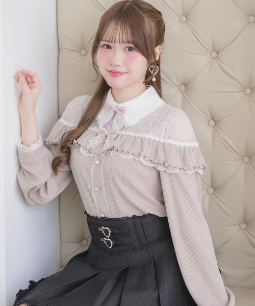 ROJITA（ロジータ） tシャツ ダブルリボンレース切替カットトップス