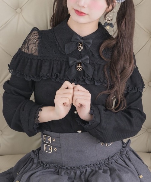 ROJITA（ロジータ） tシャツ ダブルリボンレース切替カットトップス