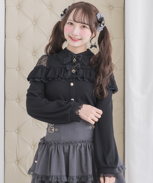 ROJITA（ロジータ） tシャツ ダブルリボンレース切替カットトップス