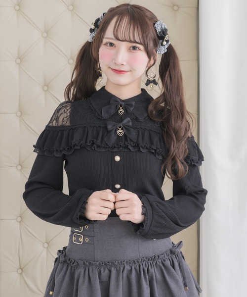 ROJITA（ロジータ） tシャツ ダブルリボンレース切替カットトップス
