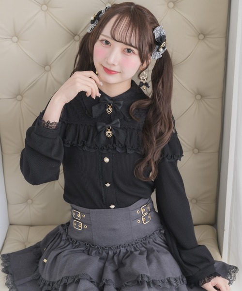 ROJITA トップス ロゴ刺繍デコルテ開きリブTOPS | Rlab store
