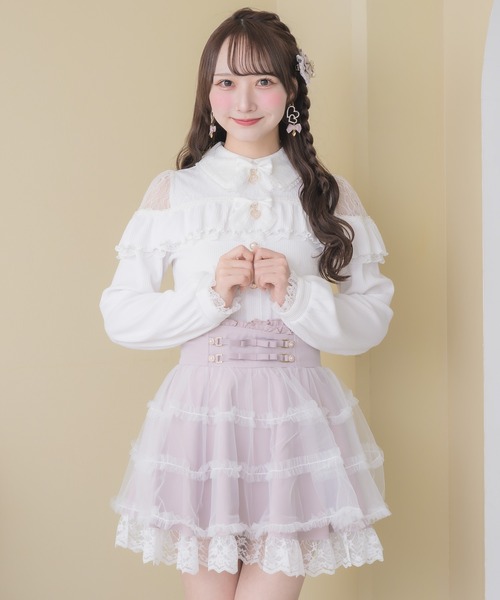 ROJITA（ロジータ） tシャツ ダブルリボンレース切替カットトップス