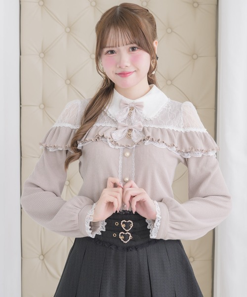 ROJITA（ロジータ） tシャツ ダブルリボンレース切替カットトップス
