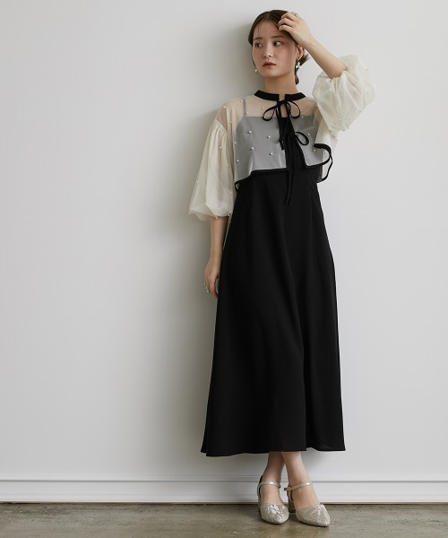 「Jolie et Jolie」 コンビワンピース L ネイビー レディースの画像