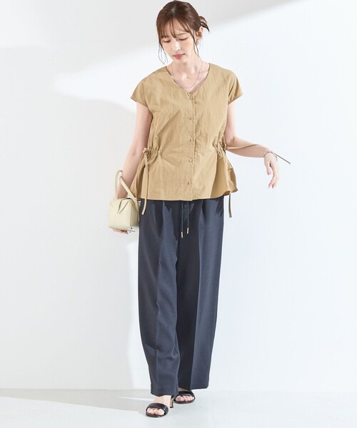 ワイドパンツ パンツ SHIPS Colors:「洗濯機可能」リネン ライク イージー パンツ レディースの画像