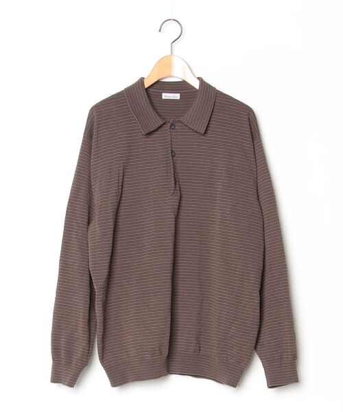 STEVEN ALAN（スティーブンアラン） 長袖ポロシャツ M ブラウン メンズ 