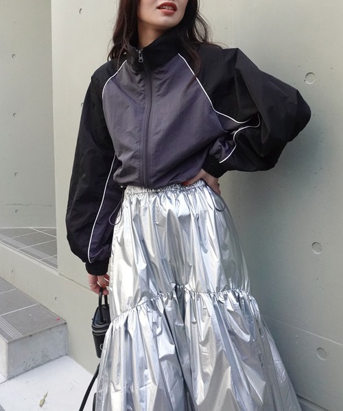 「CORNERS」 ナイロンブルゾン M チャコールグレー レディース_画像4