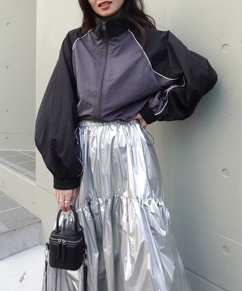 「CORNERS」 ナイロンブルゾン M チャコールグレー レディース_画像5