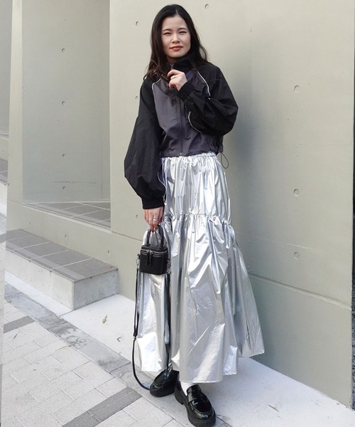 「CORNERS」 ナイロンブルゾン M チャコールグレー レディース_画像6