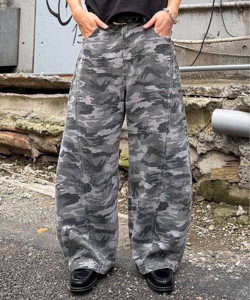 ADAMASTE ワイドパンツ ジーンズ Vintage Like Camouflage Wide Pants