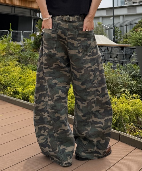 ADAMASTE ワイドパンツ ジーンズ Vintage Like Camouflage Wide Pants