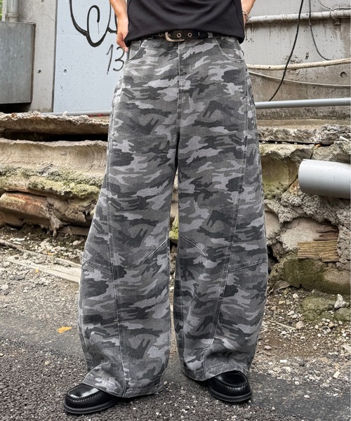 ADAMASTE ワイドパンツ ジーンズ Vintage Like Camouflage Wide Pants