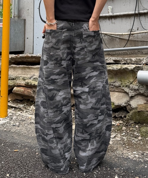 ADAMASTE ワイドパンツ ジーンズ Vintage Like Camouflage Wide Pants 