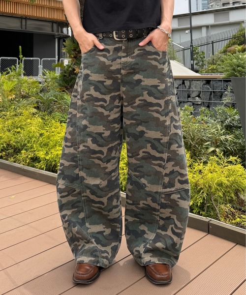 ADAMASTE ワイドパンツ ジーンズ Vintage Like Camouflage Wide Pants 