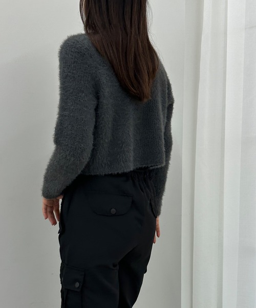 「solleim」 ニットカーディガン M チャコールグレー レディース_画像5