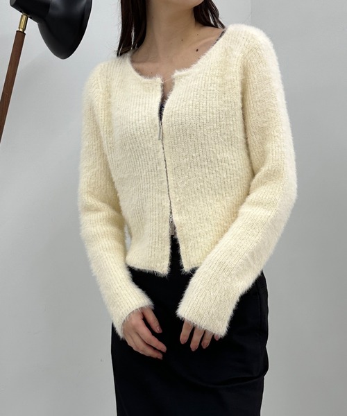 「solleim」 ニットカーディガン M チャコールグレー レディース_画像7