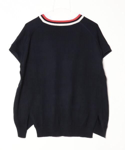 「FRED PERRY」 半袖ニット 10 ネイビー レディース_画像2