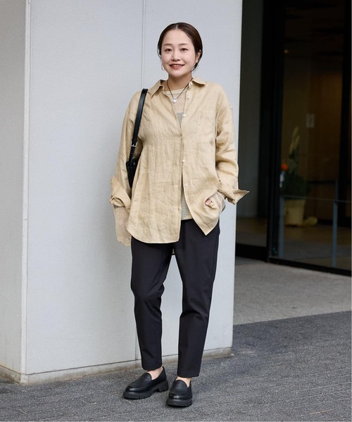 パンツ 「追加3」「撥水/接触冷感/洗える/UV」リネンナイロンストレッチテーパードパンツ レディースの画像
