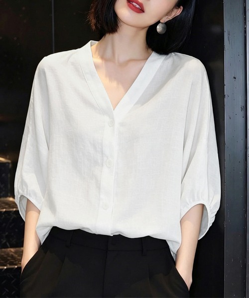 THE ROW シャツ ブラウス Vネック ブラウス シャツ Vネック七分袖ブラウス レディース : ZOZOTOWN Yahoo