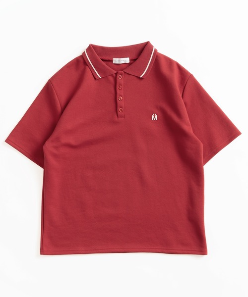 「MUHET」 半袖ポロシャツ X-LARGE ボルドー レディース_画像9