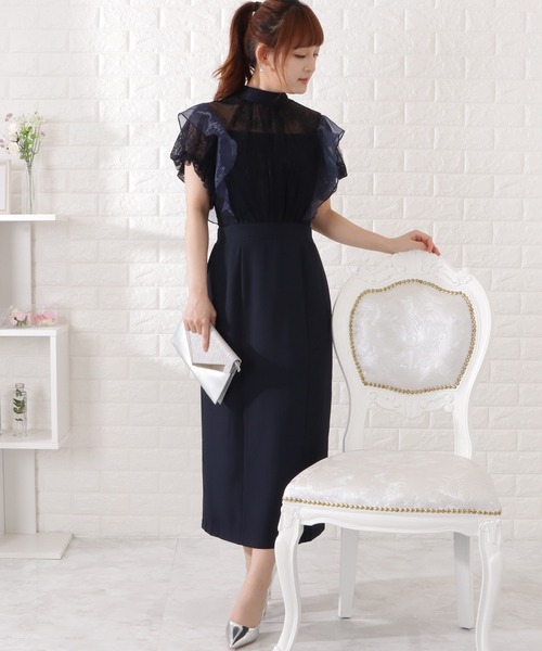 「Lace Ladies」 半袖ワンピース X-LARGE グレイッシュベージュ レディース_画像5