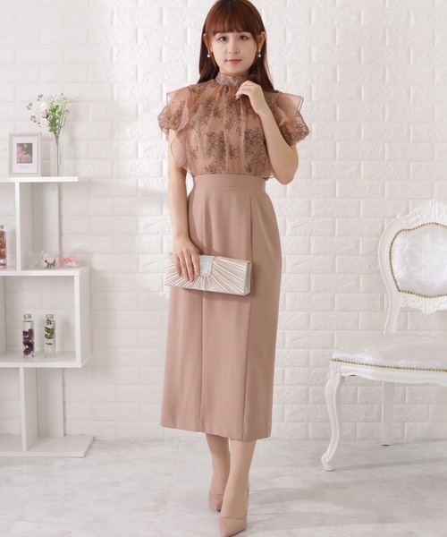 「Lace Ladies」 半袖ワンピース X-LARGE グレイッシュベージュ レディース_画像8