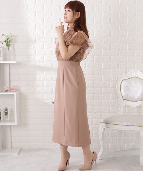 「Lace Ladies」 半袖ワンピース X-LARGE グレイッシュベージュ レディース_画像9