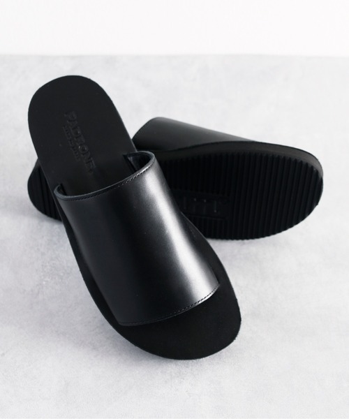 ブラックレザー ミュールサンダル　パドローネ PADRONE サンダル パドローネ / MULE SANDAL 「BLASCO