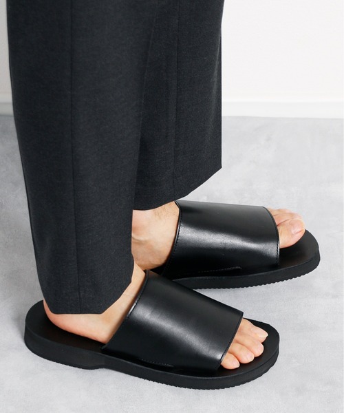ブラックレザー ミュールサンダル　パドローネ PADRONE/パドローネ】ミュールサンダル MULES SANDALS ”BLASCO