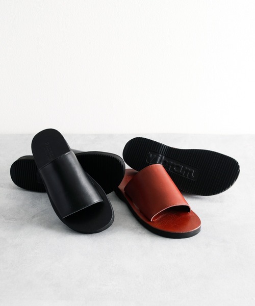 ブラックレザー ミュールサンダル　パドローネ PADRONE/パドローネ】ミュールサンダル MULES SANDALS ”BLASCO