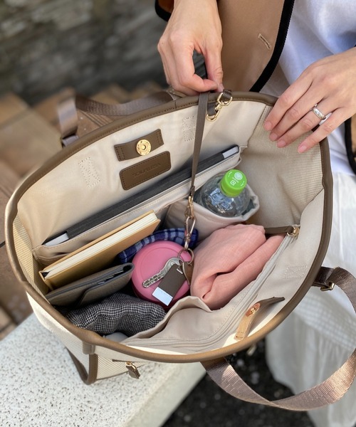 SOLPRESA バイカラーキャンバストート　マザーズバッグ 美品 SOLPRESA マザーズバッグ バイカラー軽量キャンバストートバッグ