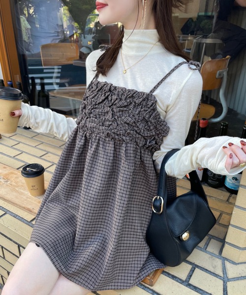 hinari（ヒナリ） tシャツ ギャザーハイネックシアートップス