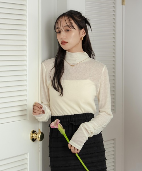 hinari（ヒナリ） tシャツ ギャザーハイネックシアートップス