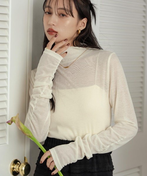 hinari（ヒナリ） tシャツ ギャザーハイネックシアートップス
