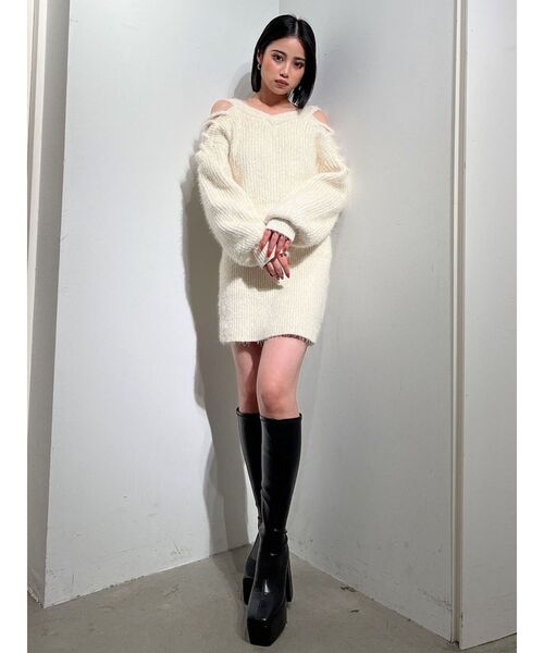 GYDA タグ付き ニット ミニスカート セット売り GYDA スカート 「SET着用可」シャギーニットタイトミニスカート