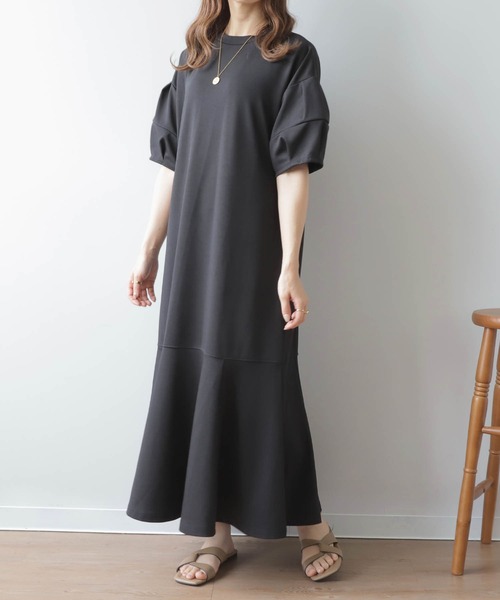mil ワンピース 「150cm前後の小柄さんサイズ」ランタンスリーブ