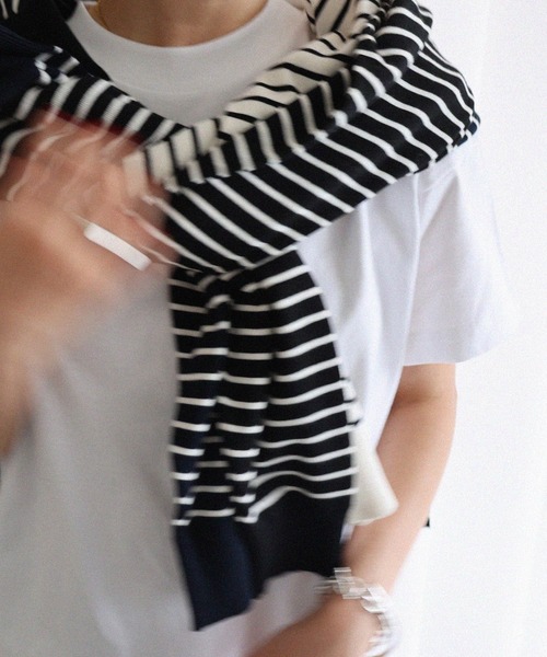 evernavy ニット セーター 無地/ボーダー総針コットンニットトップス