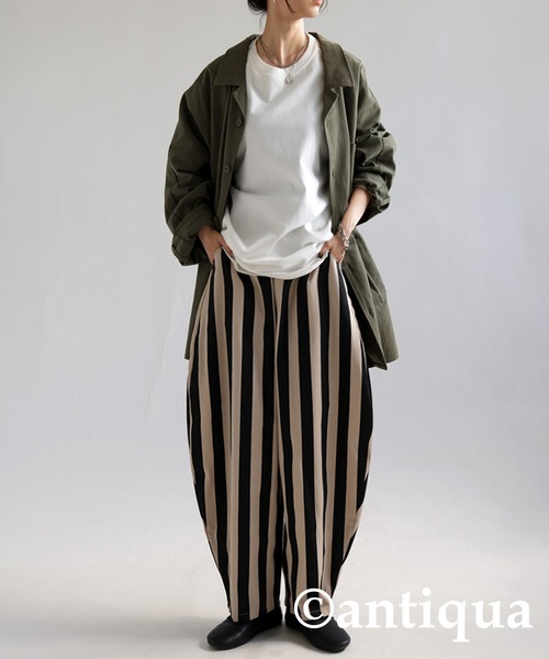 antiqua（アンティカ） パンツ ストライプサーカスパンツ レディース