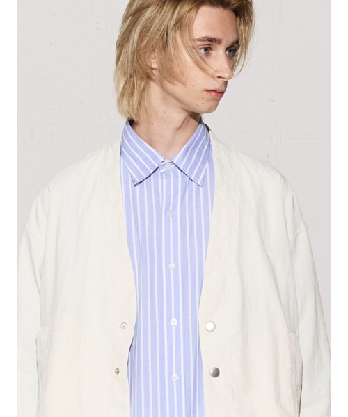 MIDIUMISOLID ノーカラー ダウンジャケット ホワイト