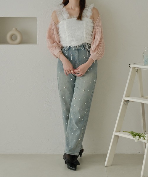 Ambre Neige drawstring tulle bustier / ドロストチュール