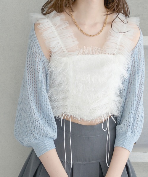 Ambre Neige drawstring tulle bustier / ドロストチュール