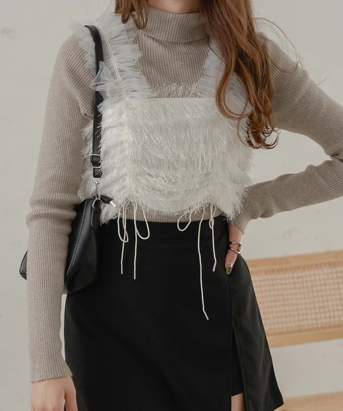 Ambre Neige drawstring tulle bustier / ドロストチュール
