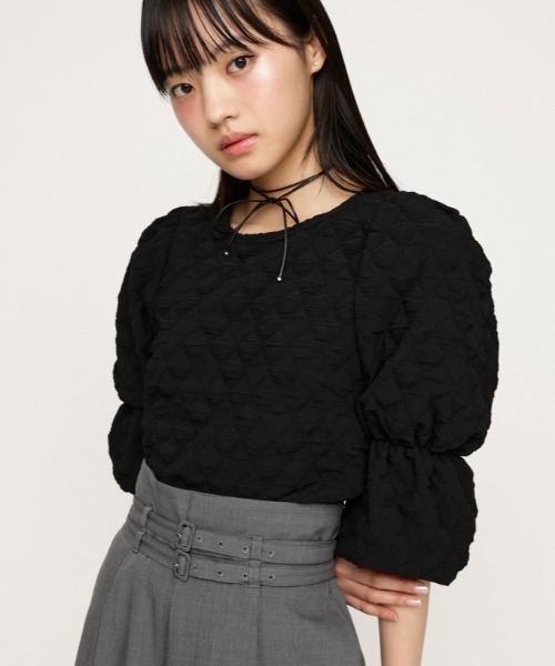 katie ラインストーン パフスリーブ Tシャツ グリーン パークス Green Parks ・swing by ラインストーンロゴ