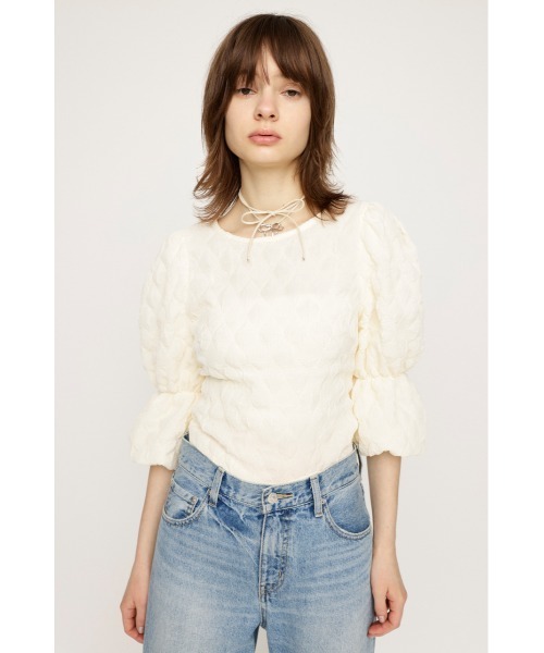 samoyed パフスリーブトップス 新品】 SLY カットレース パフスリーブトップス ホワイト F