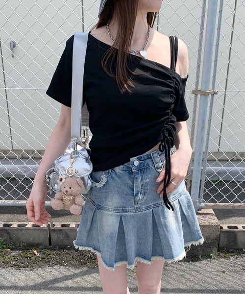 non-hedge（ノンヘッジ） tシャツ ワンショルダークロップド丈トップス