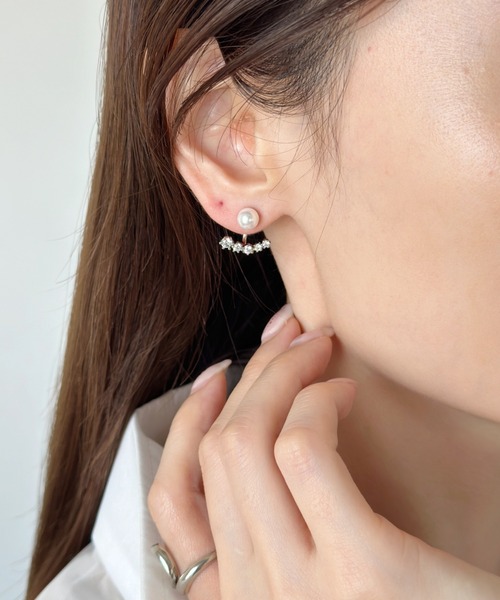 sowang ピアス ラウンドビジューバックキャッチピアス-round