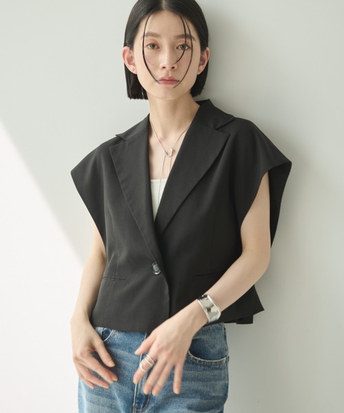 最終値下げ　リボンベスト　ジレ Shelly island ベスト ジレ 後リボンジャケットベスト